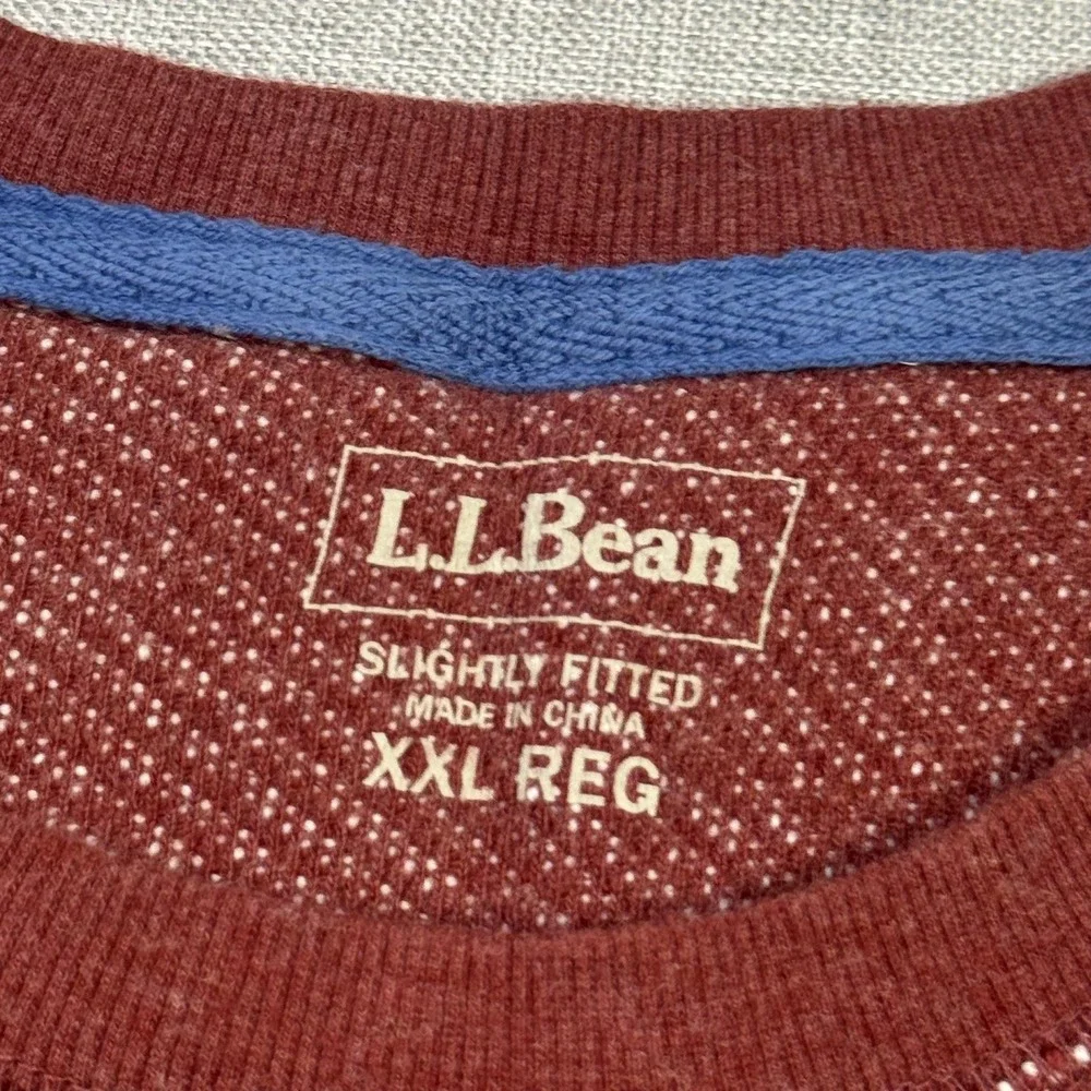 L.L. Bean Slightly Fitted Cotton Wool Sweater Pullover Mens 2XL Red Crew Neck